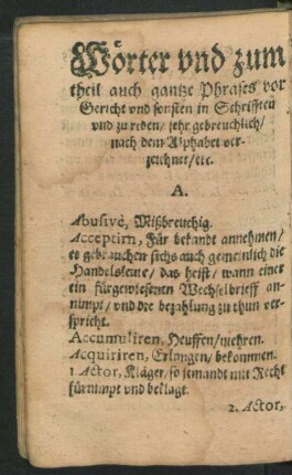 Wörter und zum theil auch gantze Phrases vor Gericht
