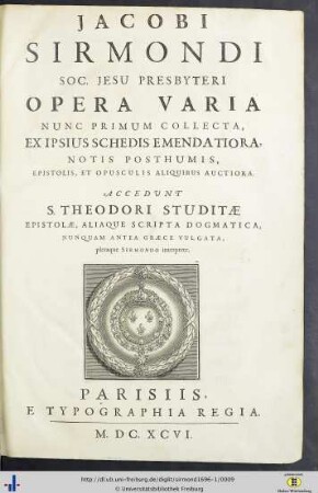 Tomus 1: Opera varia: nunc primum collecta