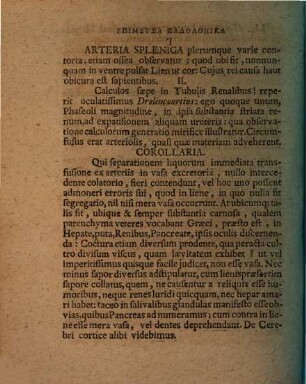 Exercitationum medicarum XIma de ventris infimi visceribus secretoriis