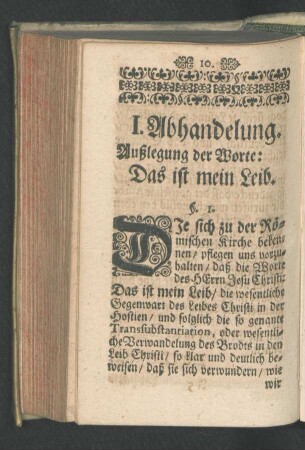 I. Abhandelung. Außlegung der Worte: Das ist mein Leib.