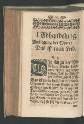 I. Abhandelung. Außlegung der Worte: Das ist mein Leib.
