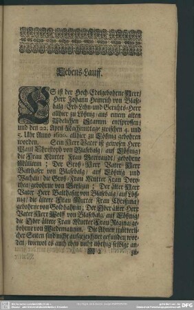Lebenslauf : Lebens-Lauff