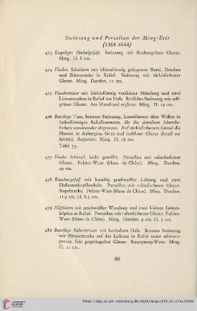 Steinzeug und Porzellan der Ming-Zeit (1368-1644) (Nr. 473-519)
