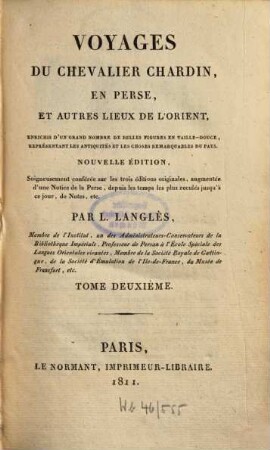 Voyages du chevalier Chardin en Perse et autres lieux de l'Orient ..., 2