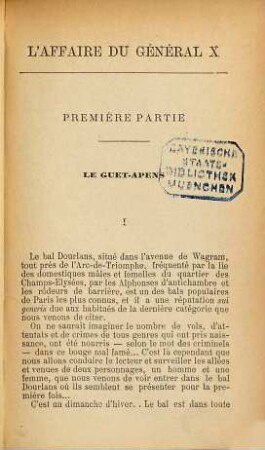 L' affaire du général X : Par Jules de Gastyne