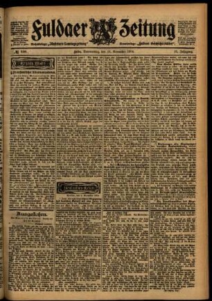 Erste Ausgabe vom Donnerstag, den 10. November 1904.