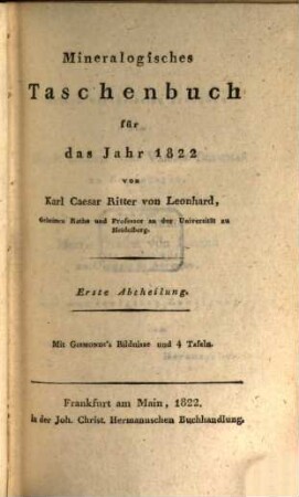 Taschenbuch für die gesammte Mineralogie mit Hinsicht auf die neuesten Entdeckungen : für das Jahr .... 16, 16. 1822