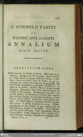 Ab Excessu Divi Augusti Annalium Liber Sextus