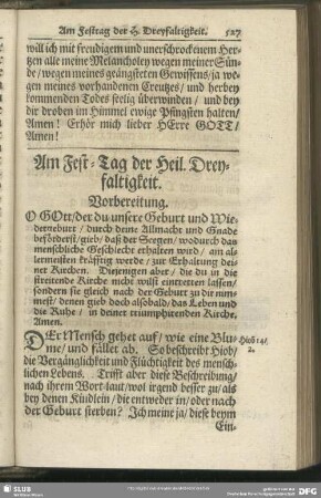 Am Fest-Tag der Heil. Dreyfaltigkeit