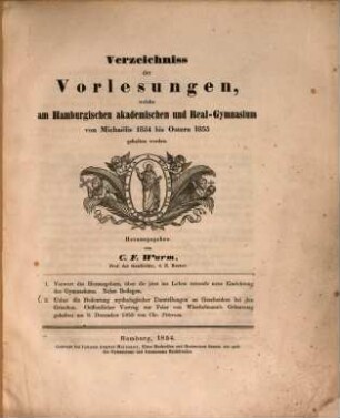 Über die Bedeutung mythologischer Darstellungen an Geschenken bei den Griechen : öffentlicher Vortrag zur Feier von Winckelmann's Geburtstag gehalten am 9. Dezember 1853
