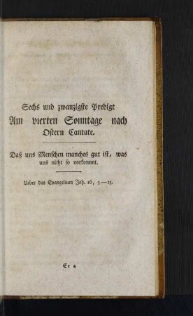 [Sechs und zwanzigste Predigt. - Neun und Zwanzigste Predigt.]