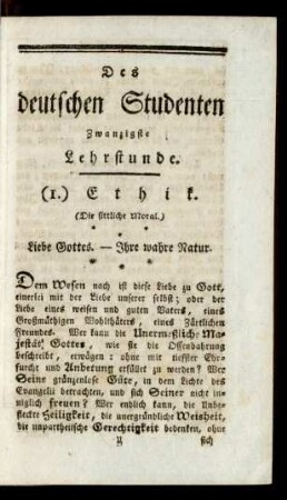 Des deutschen Studenten Zwanzigste Lehrstunde