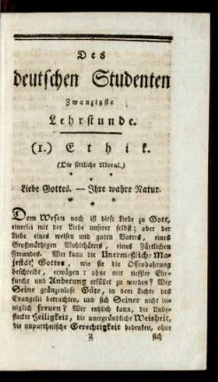 Des deutschen Studenten Zwanzigste Lehrstunde
