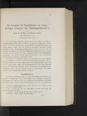 Zur Kenntnis der Konstitution von Seifenlösungen: Lösungen von "Natriumpalmitaten".