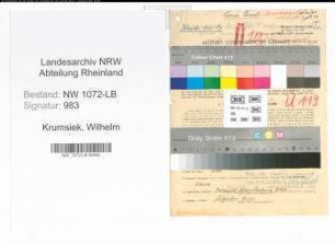 Entnazifizierung Wilhelm Krumsiek , geb. 16.11.1908 (Strassenmeister)