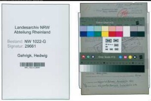 Entnazifizierung Hedwig Gehrigk , geb. 17.09.1902 (Directrice)