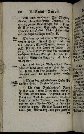 I. Länder der ausgestorbenen Baden-Badenschen Linie.