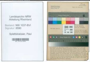 Entnazifizierung Paul Splettstoesser , geb. 14.01.1891 (Polizeibeamter)