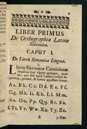 1-10, Liber Primus. De Orthographia Latino Slavonica