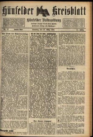 Zweite Ausgabe vom Samstag, den 27. März 1926.