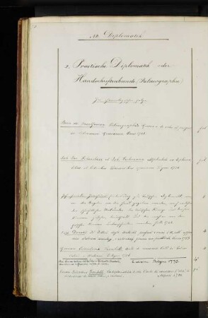 2. Practische Diplomatik oder Handschriftenkunde (Palaeographie).
