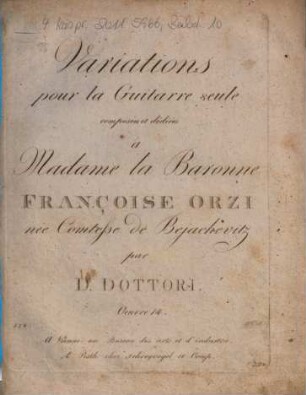 Variations pour la guitarre seule : oeuvre 14