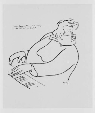 Max Reger - Karikaturen — Max Reger am Klavier