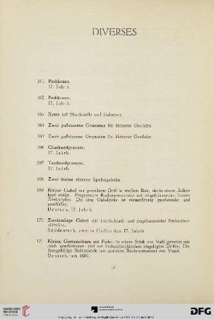 Diverses (Nr. 161-175)