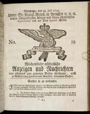 No. 28. Montags, den 14. Julii 1749.