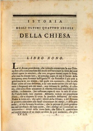 Istoria Degli Ultimi Quattro Secoli Della Chiesa Dallo Scisma D'Occidente Al Regnante Sommo Pontifice Pio Sesto, 5. Contenente La Storia Del Chiesa Dell'Anno 1443. Al 1471.