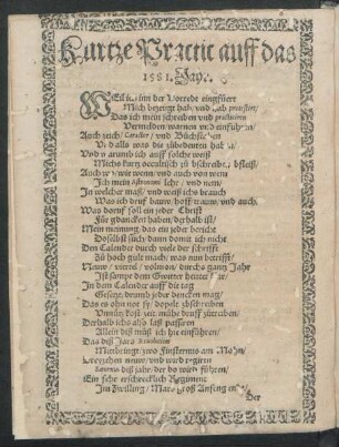 Kurtze Practic auff das 1581. Jahr.