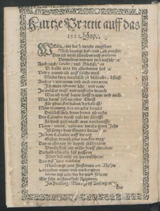 Kurtze Practic auff das 1581. Jahr.