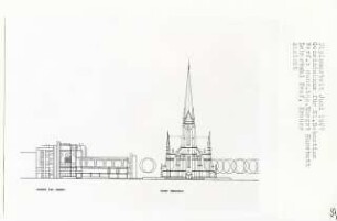 Gemeindehaus für St. Sebastian, Berlin-Gesundbrunnen (Diplomarbeit bei Willy Kreuer): Ansicht von Norden