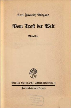 Vom Trost der Welt : Novellen