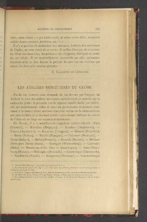 Les ateliers monétaires du globe