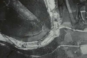 Gottleubatal oberhalb Gottleuba: mit Straßenbrücke der Straße nach Hartmannsbach beim Hammergut Haselberg nach der Unwetterkatastrophe Juli 1927.
