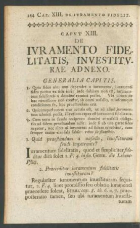 Caput XIII. De Iuramento Fidelitatis, Investiturae Adnexo