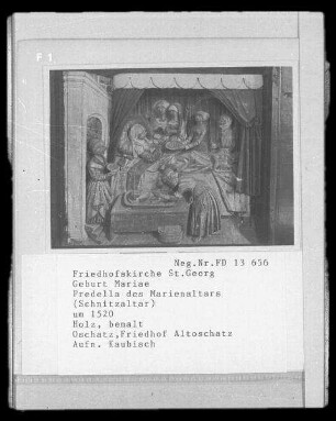 Predella des Schnitzaltars: Geburt Mariae