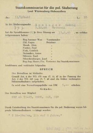 Emminger, Hedwig