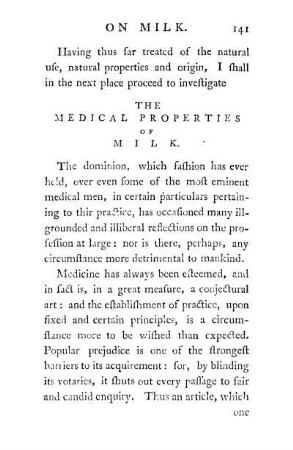 The Medical Properties Of Milk.