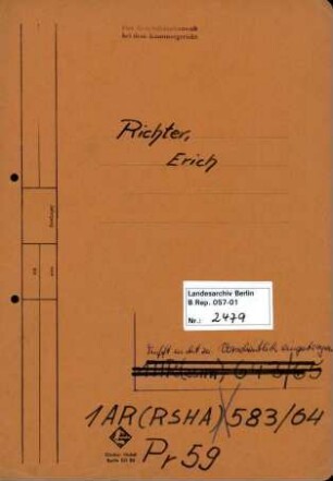 Personenheft Erich Richter (*05.09.1904), Polzeiinspektor und SS-Hauptsturmführer