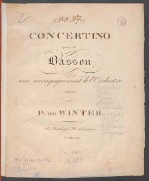 Concertino pour le Basson avec accompagnement de l'Orchestre