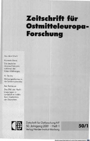 Zeitschrift für Ostmitteleuropa-Forschung : ZfO = Journal of East Central European studies. 50, 50. 2001
