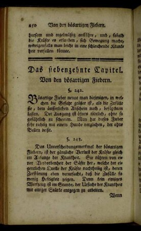 Das siebenzehnte Capitel. Von den bösartigen Fiebern.