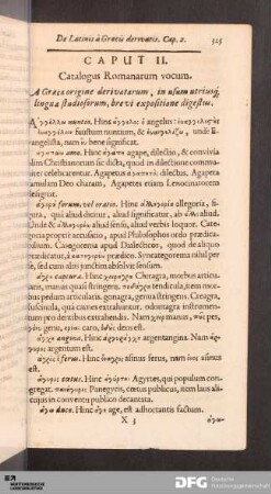 Caput II. Catalogus Romanarum vocum