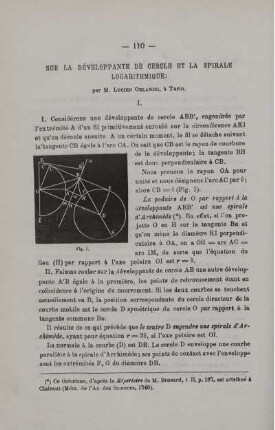 SUR LA DÉVELOPPANTE DE CERCLE ET LA SPIRALE LOGARITHMIQUE.
