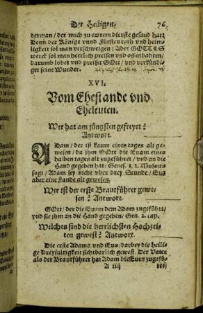 XVI. Vom Ehestande und Eheleuten.