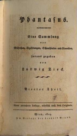 Phantasus : eine Sammlung von Mährchen, Erzählungen, Schauspielen und Novellen, 4