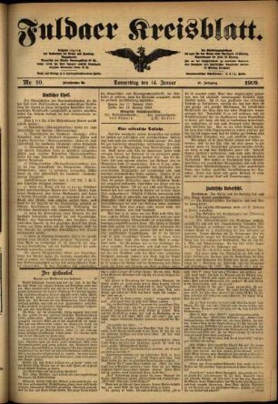 Ausgabe vom Donnerstag, den 14. Januar 1909.