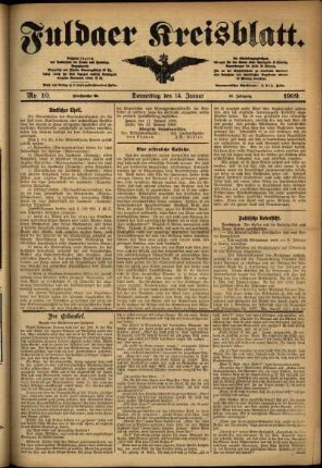 Ausgabe vom Donnerstag, den 14. Januar 1909.